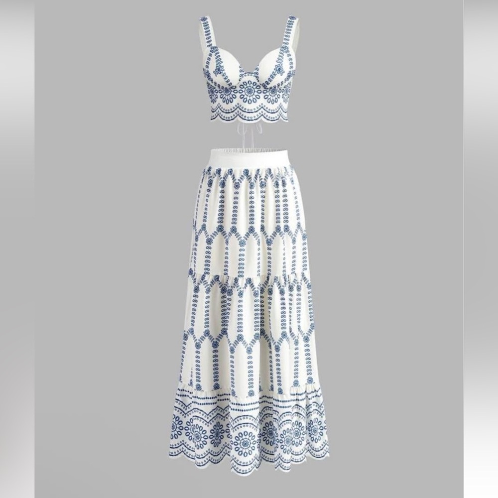Commense Blue and White Skirt Set - size XS - brand new